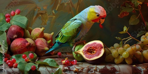 Drara Parakeet Bird Eating Sycamore Fig photo