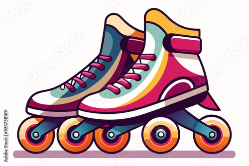 Colorful Inline Skates with Orange Wheels