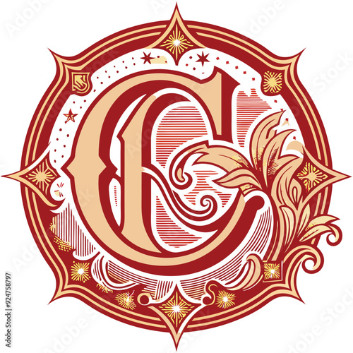 letters c vintage monogram