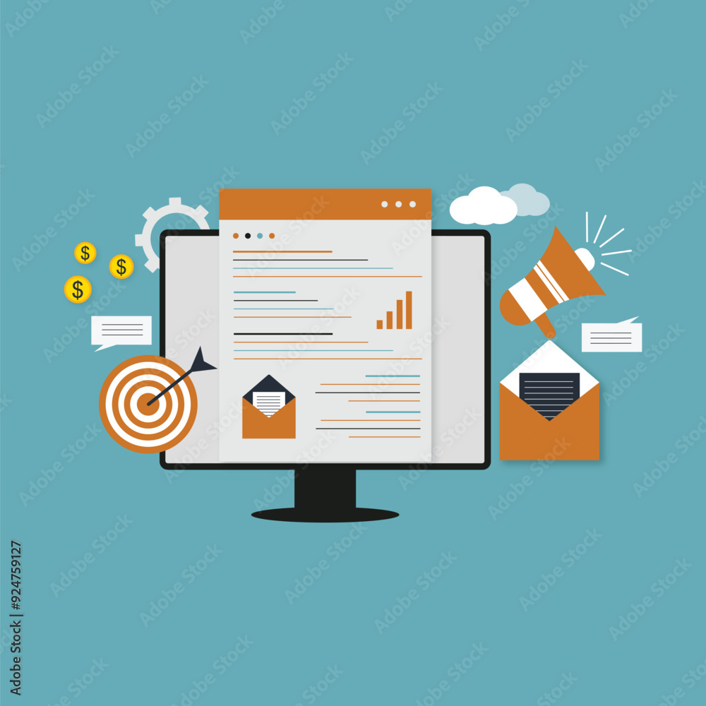 Data driven marketing strategy. Web banner in flat style. Lead generation, profit, business growth concept with icons. Business growth analytics and valuation development. Vector illustration Data driven marketing strategy. Web banner in flat style. Lead generation, profit, business growth concept with icons. Business growth analytics and valuation development. Vector illustration