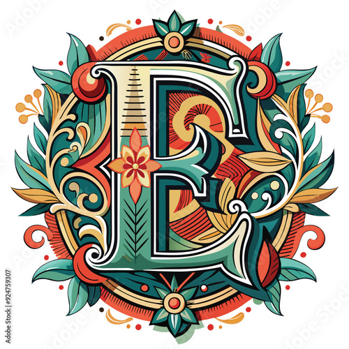 letters e vintage monogram