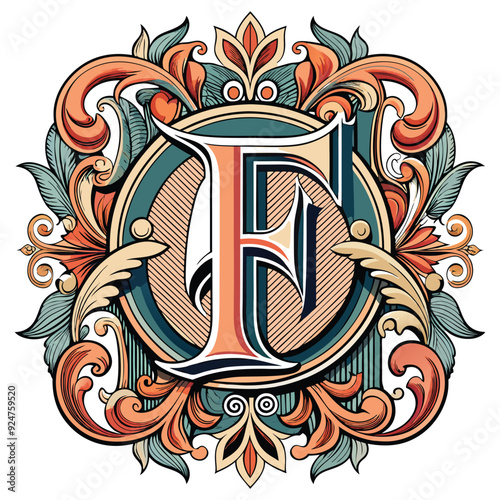 letters f vintage monogram