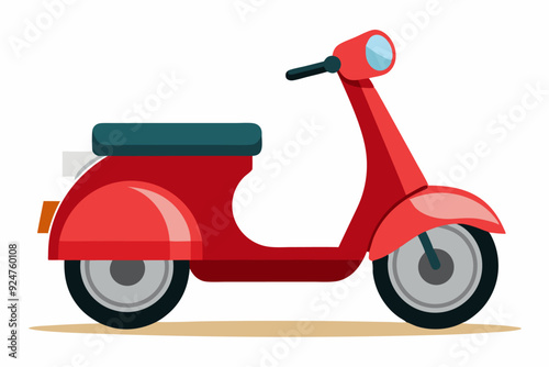 Red Scooter with Black Tires and a Blue Seat