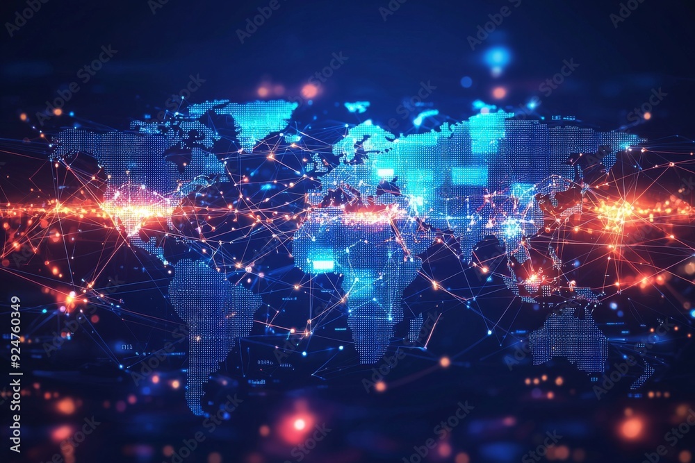 Global Digital Business Network Connection Illustration created with Generative AI Global Digital Business Network Connection Illustration created with Generative AI