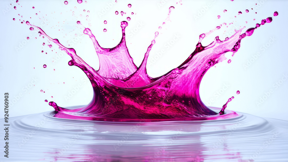 Pink water splash, transparent drop. Close-up. Pink water splash, transparent drop. Close-up.