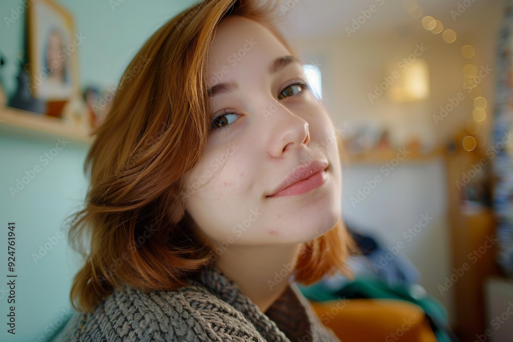 Photo of smiling person blogger taking selfie recording video vlog ai generative Photo of smiling person blogger taking selfie recording video vlog ai generative