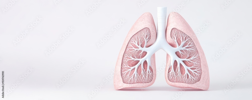 A cross-section of lungs showing blocked airways from smoking A cross-section of lungs showing blocked airways from smoking