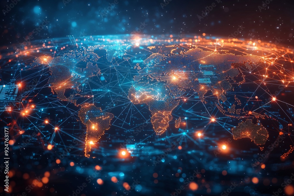Global Digital Business Network Connection Illustration created with Generative AI Global Digital Business Network Connection Illustration created with Generative AI