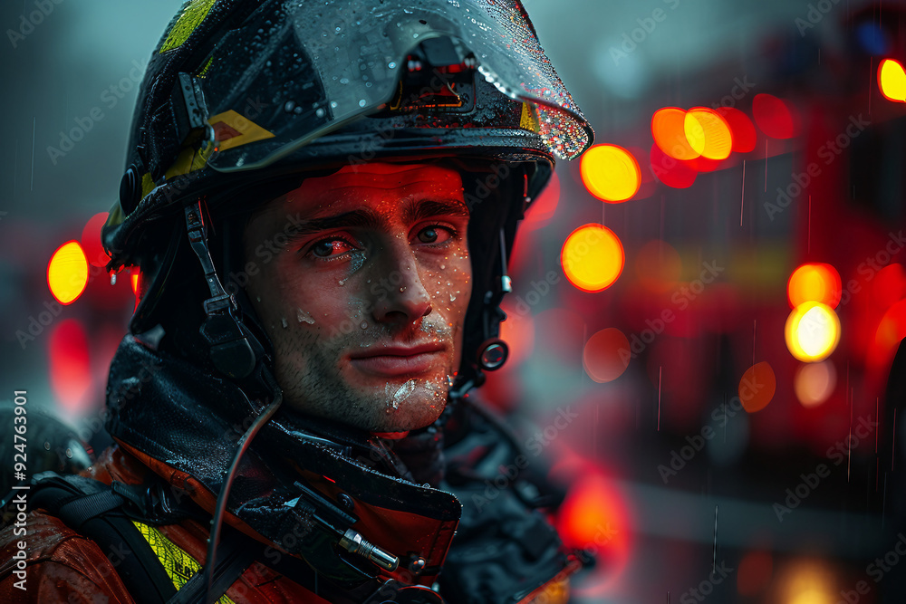 AI generated picture photo of professional firefighter rescue service against fire backdrop AI generated picture photo of professional firefighter rescue service against fire backdrop