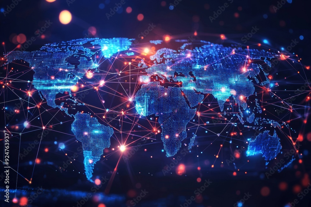 Global Digital Business Network Connection Illustration created with Generative AI Global Digital Business Network Connection Illustration created with Generative AI