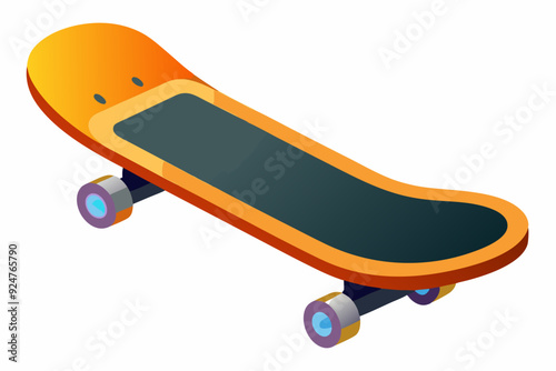 Orange and Black Skateboard with Four Wheels