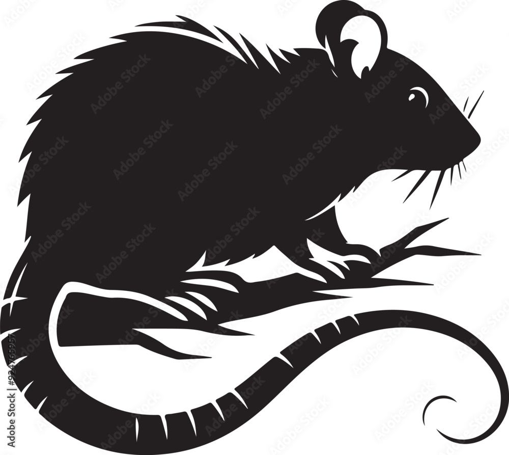 rat silhouette vector art illustration