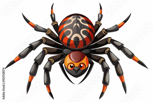 Cartoon Spider with Black, Red, and Orange Markings