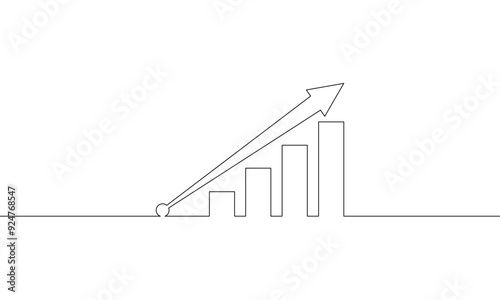 Continuous one line drawing of arrow up. Business growth graph in illustration vector. Single line art of increasing arrow. Bar chart icon sign symbol