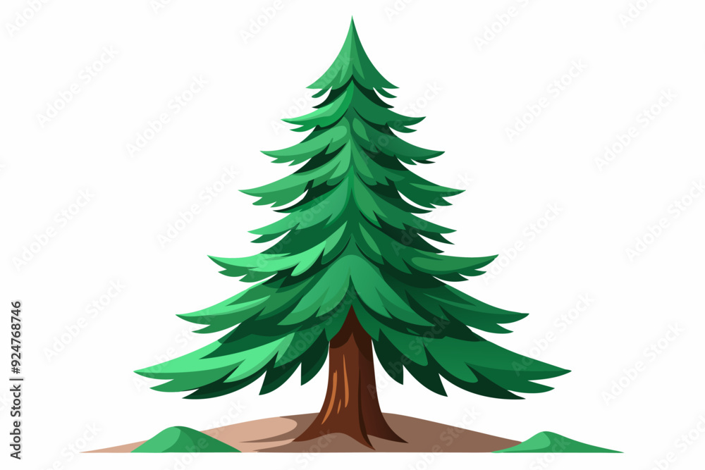 Obraz premium Tall Green Evergreen Tree with Brown Trunk