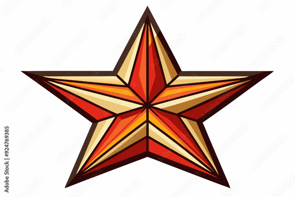 A Five-Pointed Star with Red, Orange, and Yellow Geometric Patterns A Five-Pointed Star with Red, Orange, and Yellow Geometric Patterns
