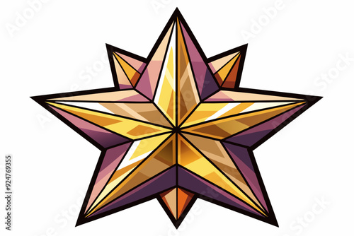 A Golden Star with a Purple and Orange Outline