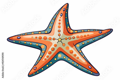 A Detailed Illustration of an Orange and Blue Starfish