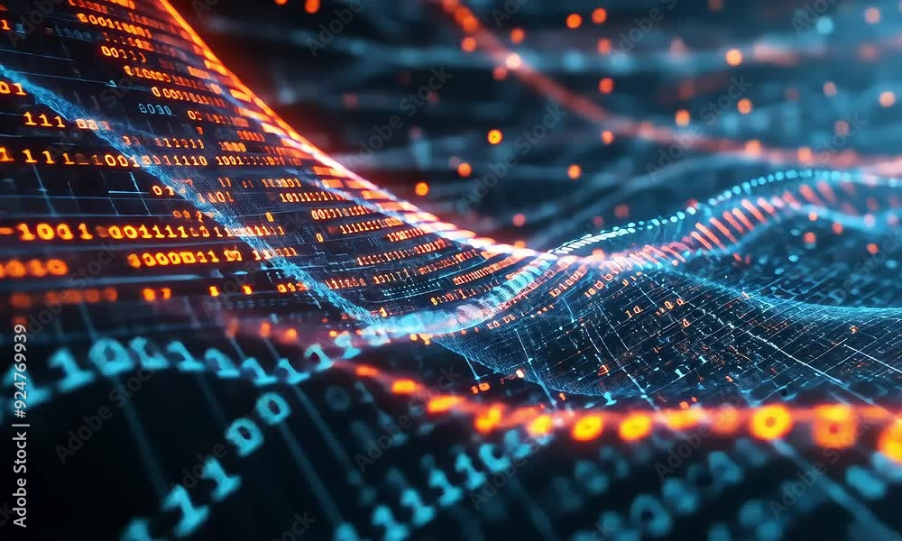 Abstract Digital Data Wave motion background