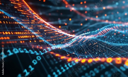 Abstract Digital Data Wave motion background