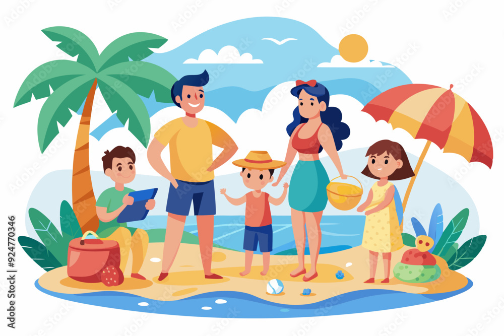 Happy Family Enjoying a Day at the Beach Happy Family Enjoying a Day at the Beach