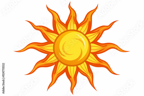 Cartoon Sun with Yellow and Orange Rays