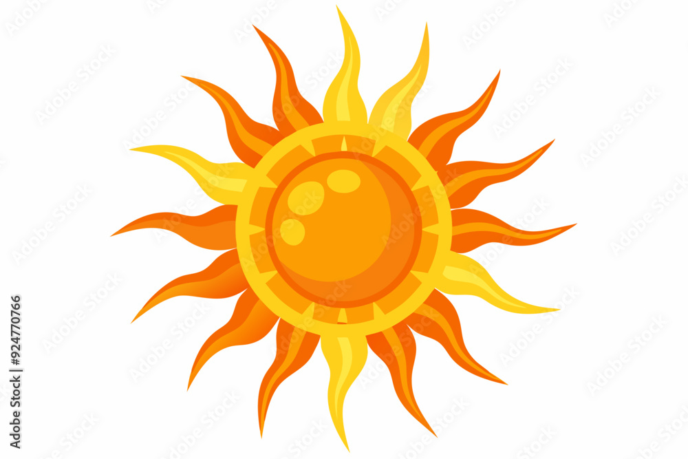 Cartoon Illustration of a Yellow Sun with Orange Rays Cartoon Illustration of a Yellow Sun with Orange Rays