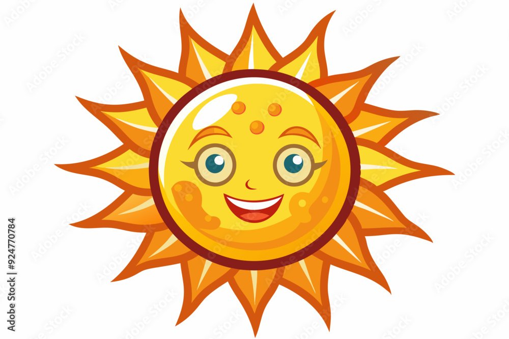 A Cartoon Sun with a Smiling Face and Big Eyes A Cartoon Sun with a Smiling Face and Big Eyes