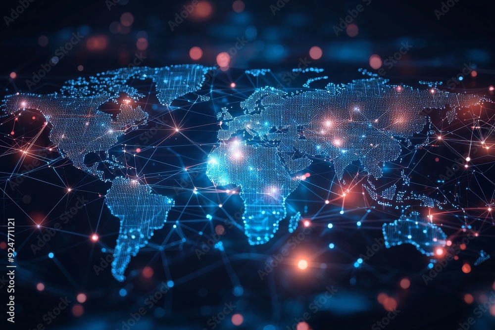 Global Digital Business Network Connection Illustration created with Generative AI Global Digital Business Network Connection Illustration created with Generative AI
