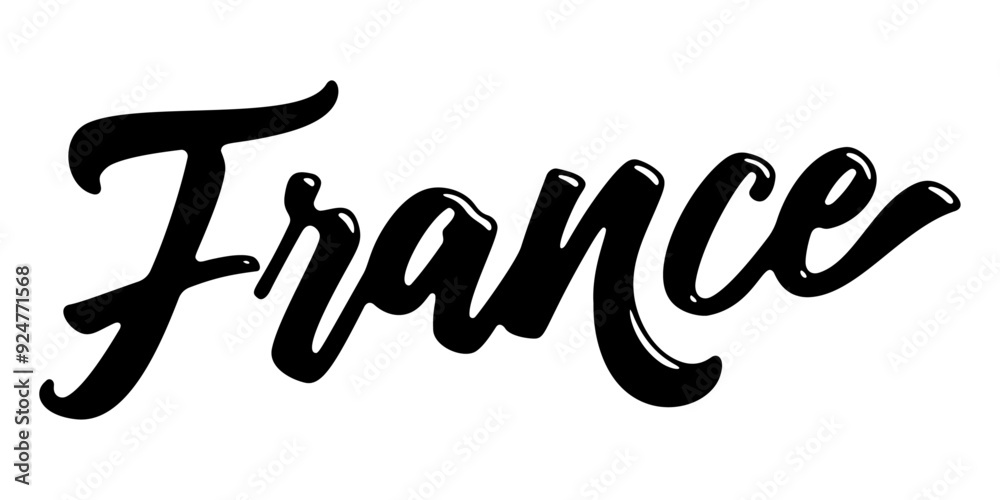 France country name written in street art-style liquid brush script lettering France country name written in street art-style liquid brush script lettering