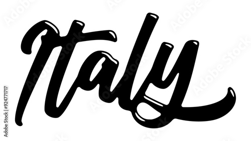 Italy country name written in street art-style liquid brush script lettering