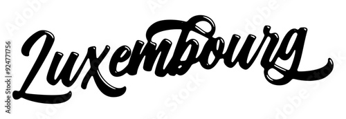 Luxembourg country name written in street art-style liquid brush script lettering