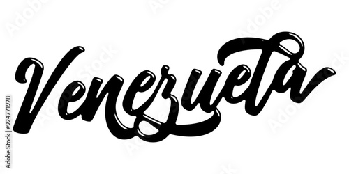 Venezuela country name written in street art-style liquid brush script lettering