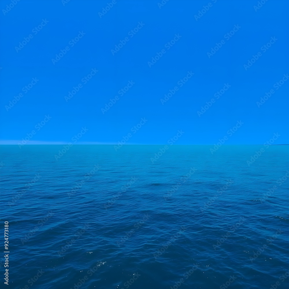 The ocean extends into the distance under a clear blue sky in the late evening. The ocean extends into the distance under a clear blue sky in the late evening.