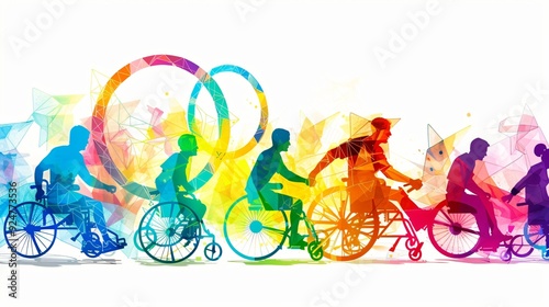 Jeux paralympiques, dessin coloré sur le thème du sport en situation de handicap, ia générative