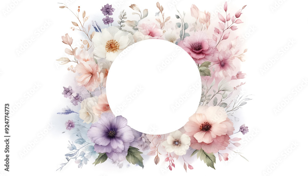 Beautiful flowes with a blank white center. Copy space. Summer or spring background. Creative drawn flower frame. Nature concept. Greeting card. “Women`s Day”. 8 March invitation. Beautiful flowes with a blank white center. Copy space. Summer or spring background. Creative drawn flower frame. Nature concept. Greeting card. “Women`s Day”. 8 March invitation.