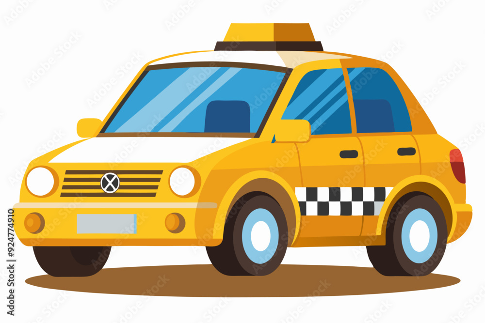 Yellow Taxi Cab with Checkered Design and Roof Light Yellow Taxi Cab with Checkered Design and Roof Light
