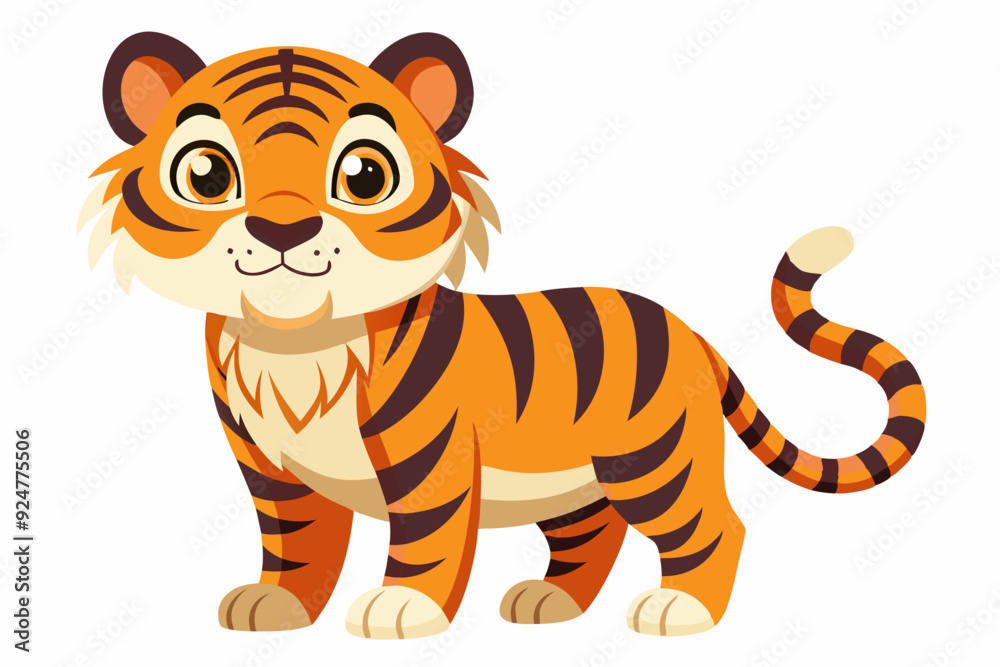 Cartoon Illustration of a Friendly Tiger with Orange and Black Stripes Cartoon Illustration of a Friendly Tiger with Orange and Black Stripes