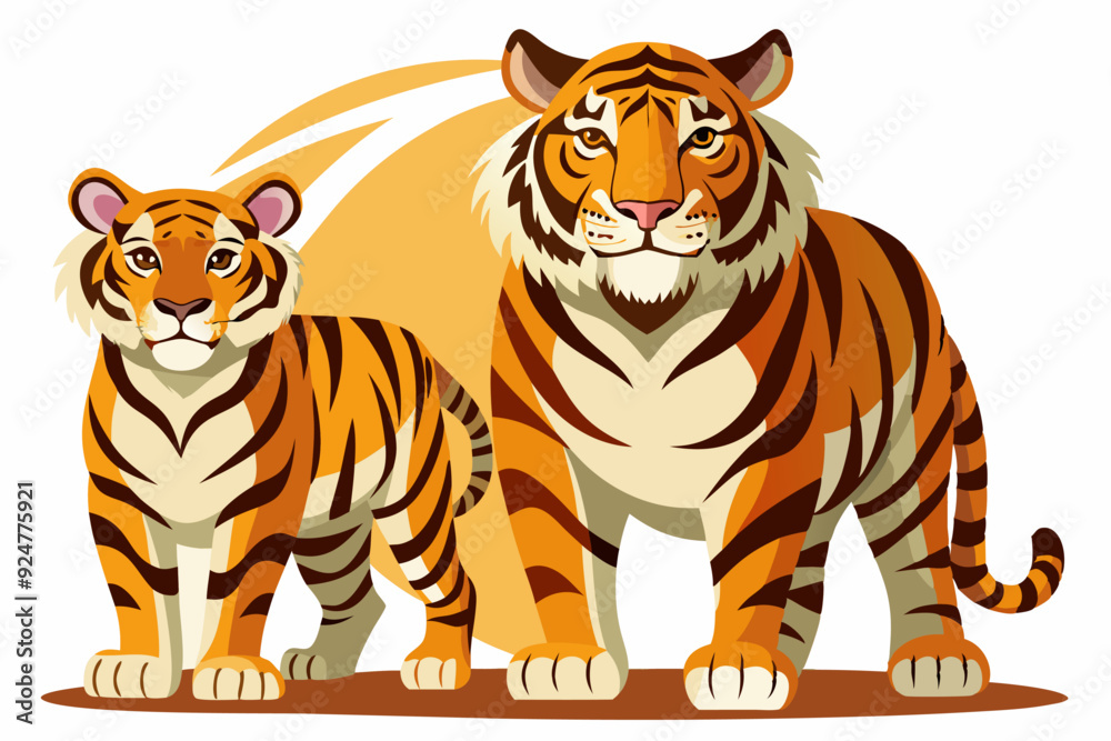 Obraz premium A mother tiger and her cub standing together