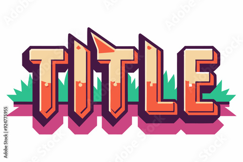 Stylized Graffiti-Style Title with Grass and Pink Base