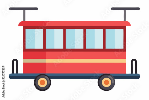 Red and Blue Toy Train with Windows and Wheels