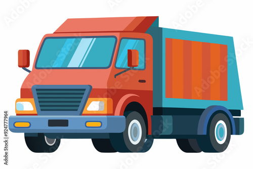 Cartoon Illustration of a Red Dump Truck