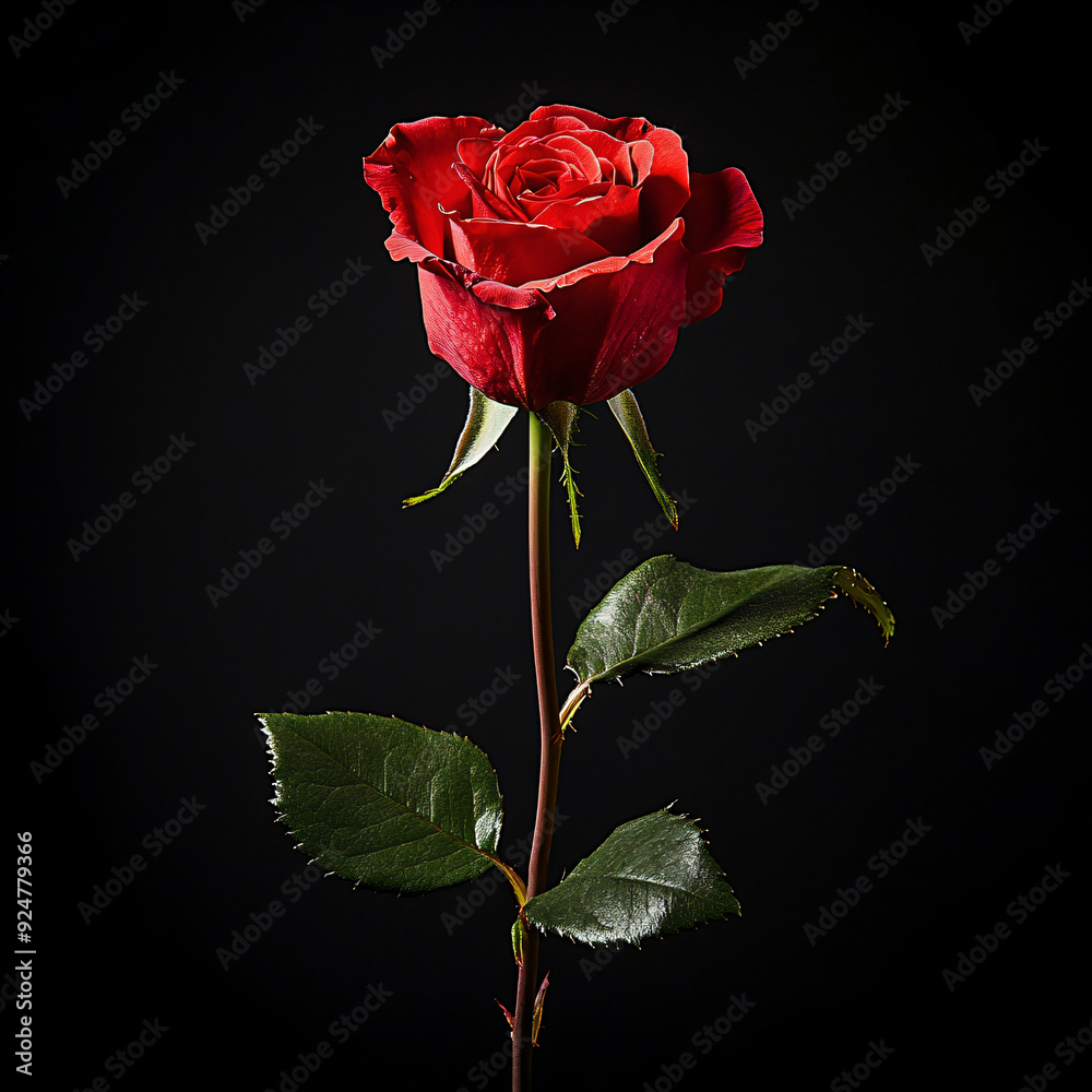 Single Red Rose on Black Background. Single Red Rose on Black Background.