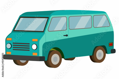 Teal Minivan with Black Door Handle and Rear Tail Light