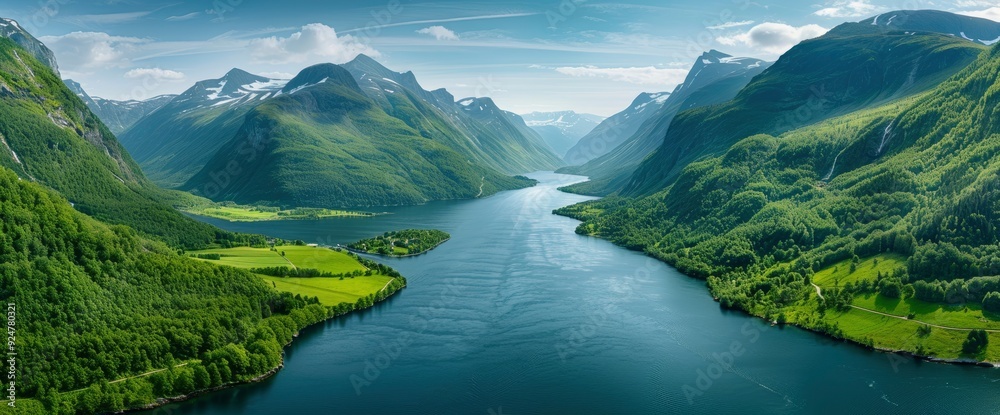 View From An Airplane Of The Fjords In Norway, Creating A Breathtaking And Serene Landscape View From An Airplane Of The Fjords In Norway, Creating A Breathtaking And Serene Landscape