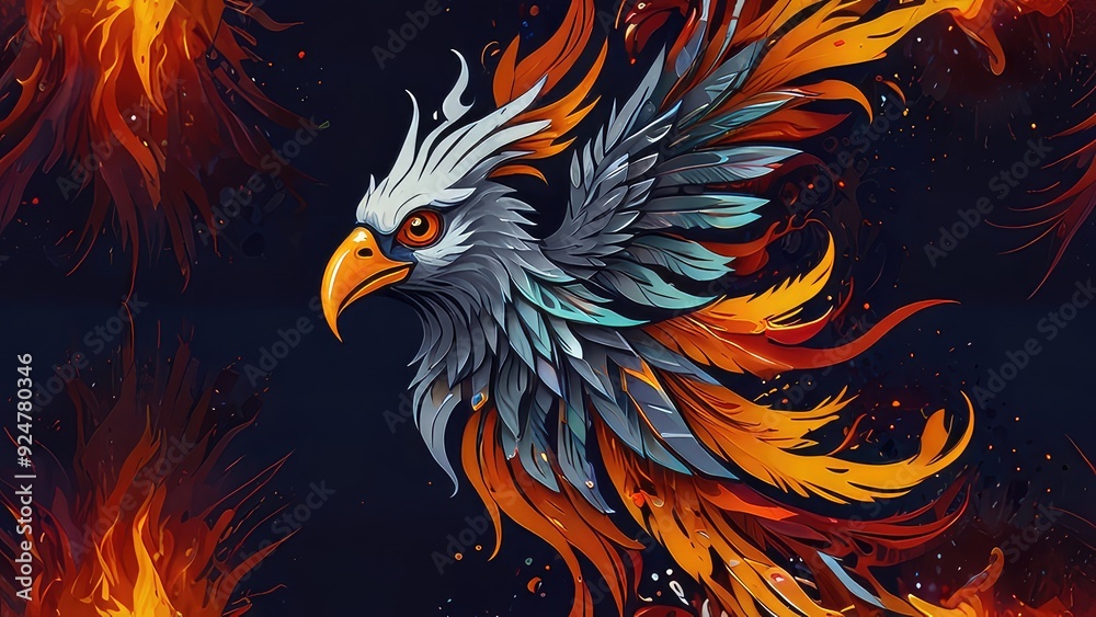 Design a  captivating logo featuring a powerful phoenix