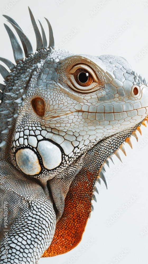 Fototapeta premium Adorable Iguana Portrait on White: A Conceptual Celebration of Pet Exoticism and Natural Beauty, single element, single object, material, vector material, illustration