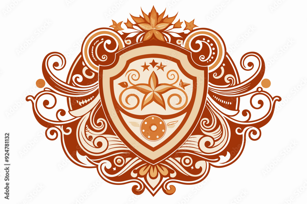 Ornate Shield with Star and Floral Design Ornate Shield with Star and Floral Design