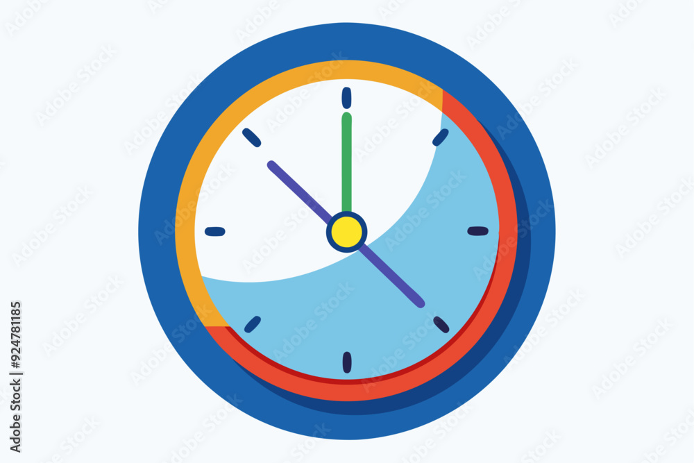 Colorful Analog Clock with Blue Bezel and Hands Colorful Analog Clock with Blue Bezel and Hands