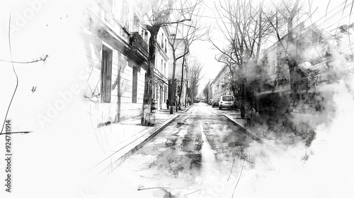A sketch and line art effect on a photograph, converting it into a black and white pencil sketch, ideal for artistic reinterpretations or graphic illustrations.